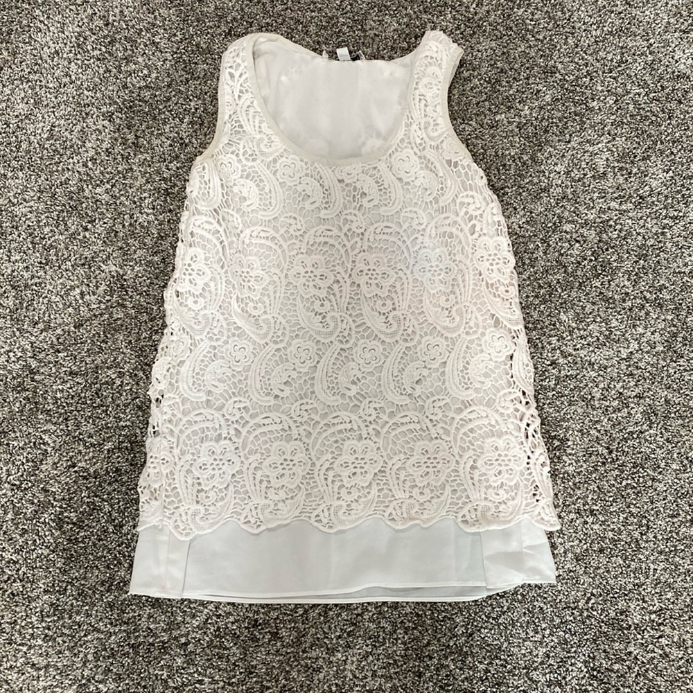 Cabi white lace detail top size XS
